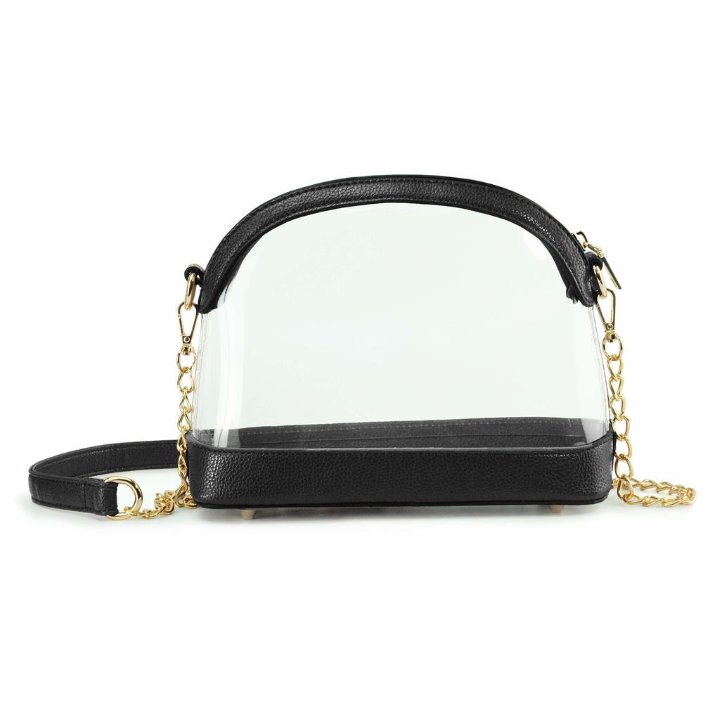 Clear Cross Body Bag With Vegan Leather Trim Stadium Aroved Shoulder :[